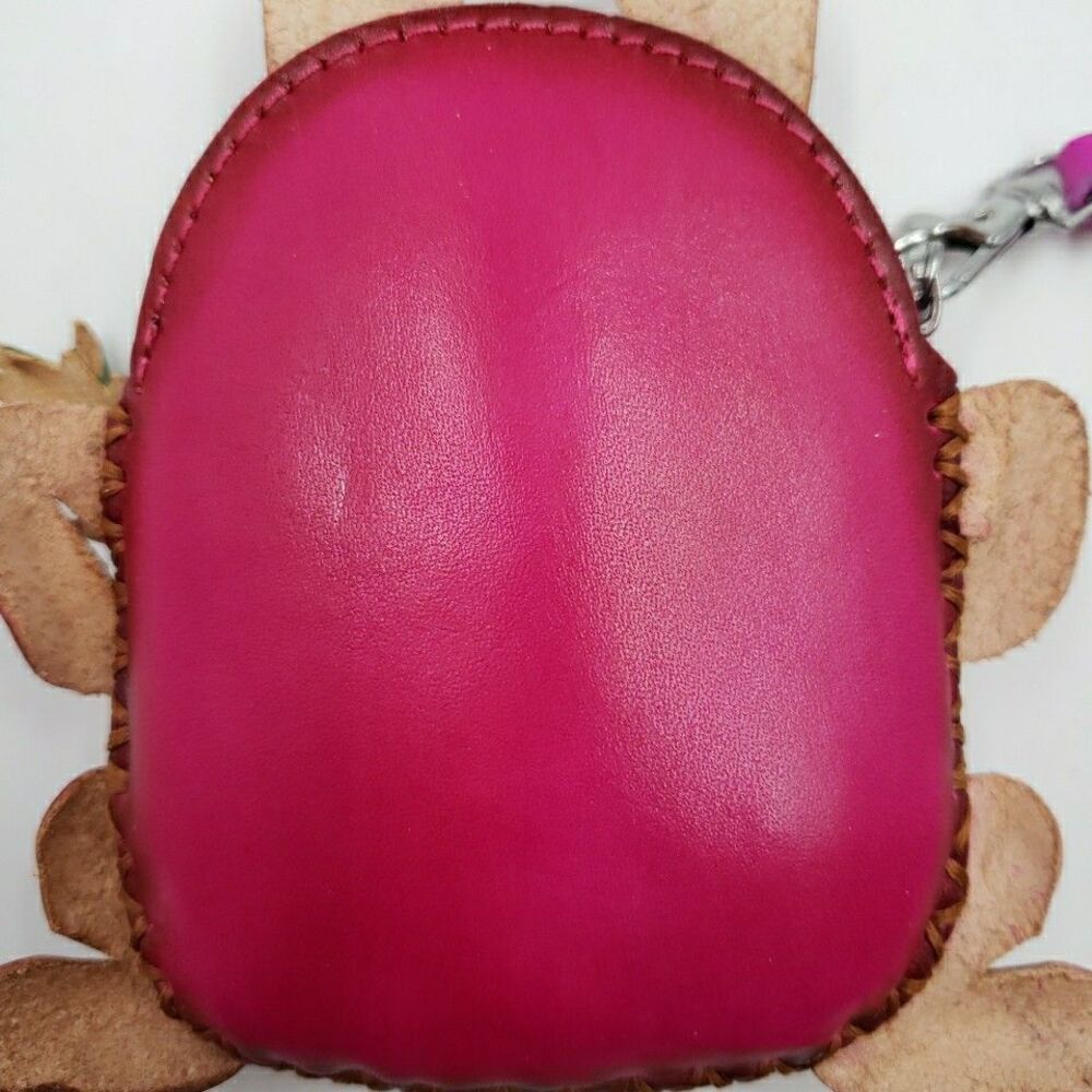 Pink Bunny Rabbit Coin Purse Cute Handmade Leather Small Wallet Kawaii Zip Pouch - Picture 12 of 14